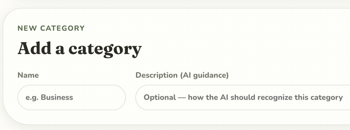 Create my own categories