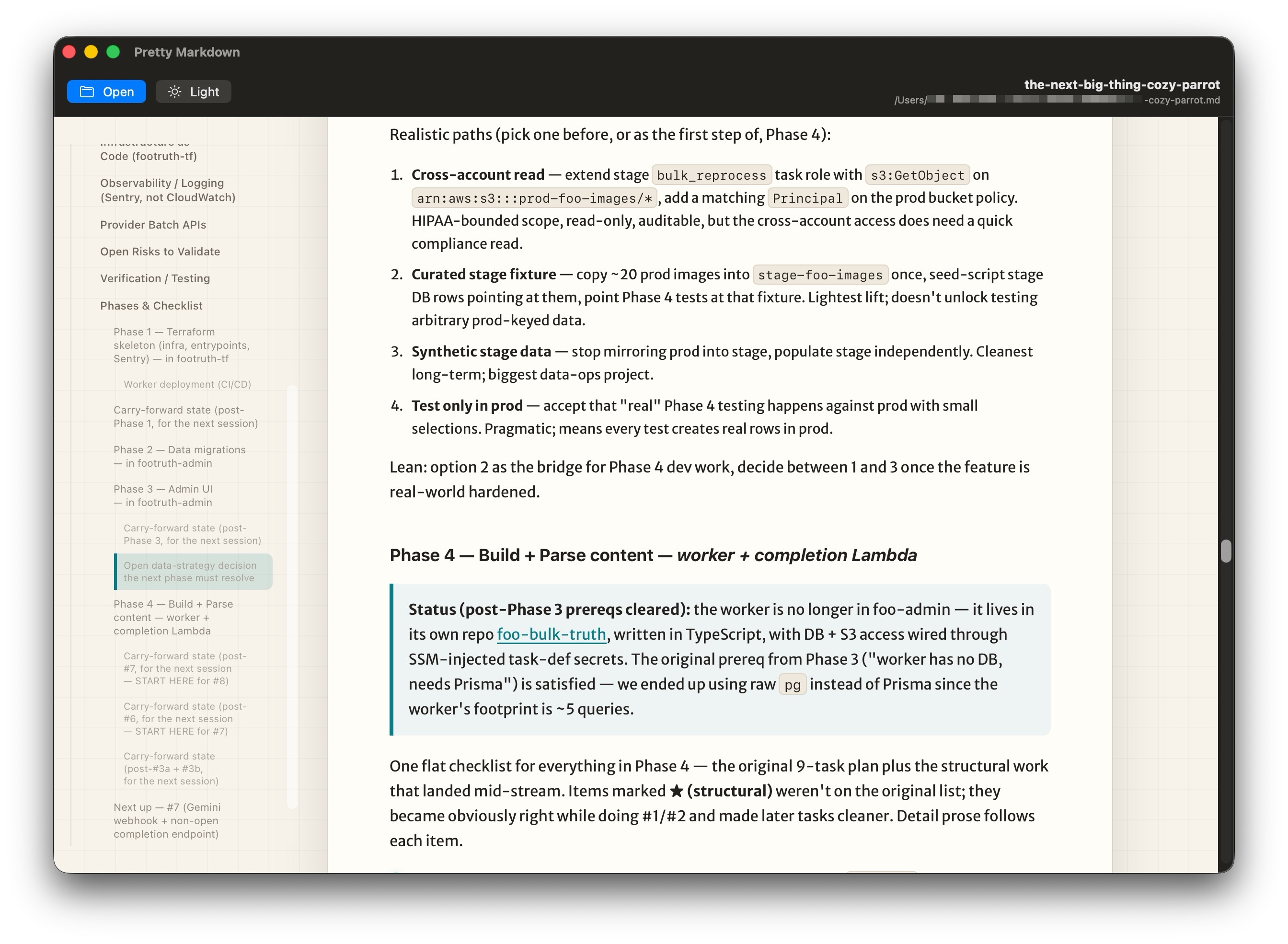 Beautifully formatted prose with lists, a blockquote, and a scroll-spy table of contents