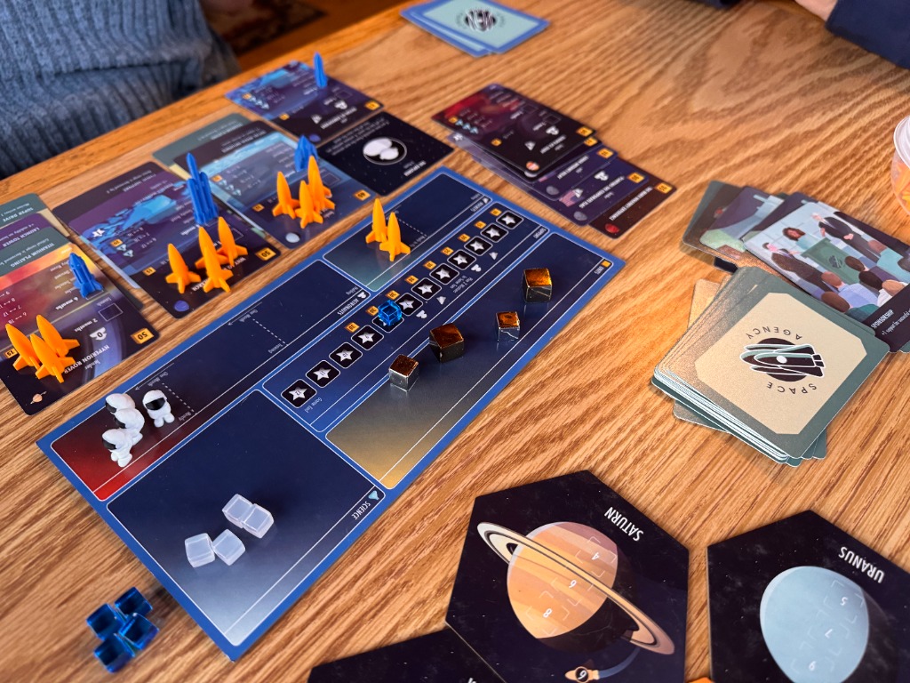 Close-up of player board and game cards